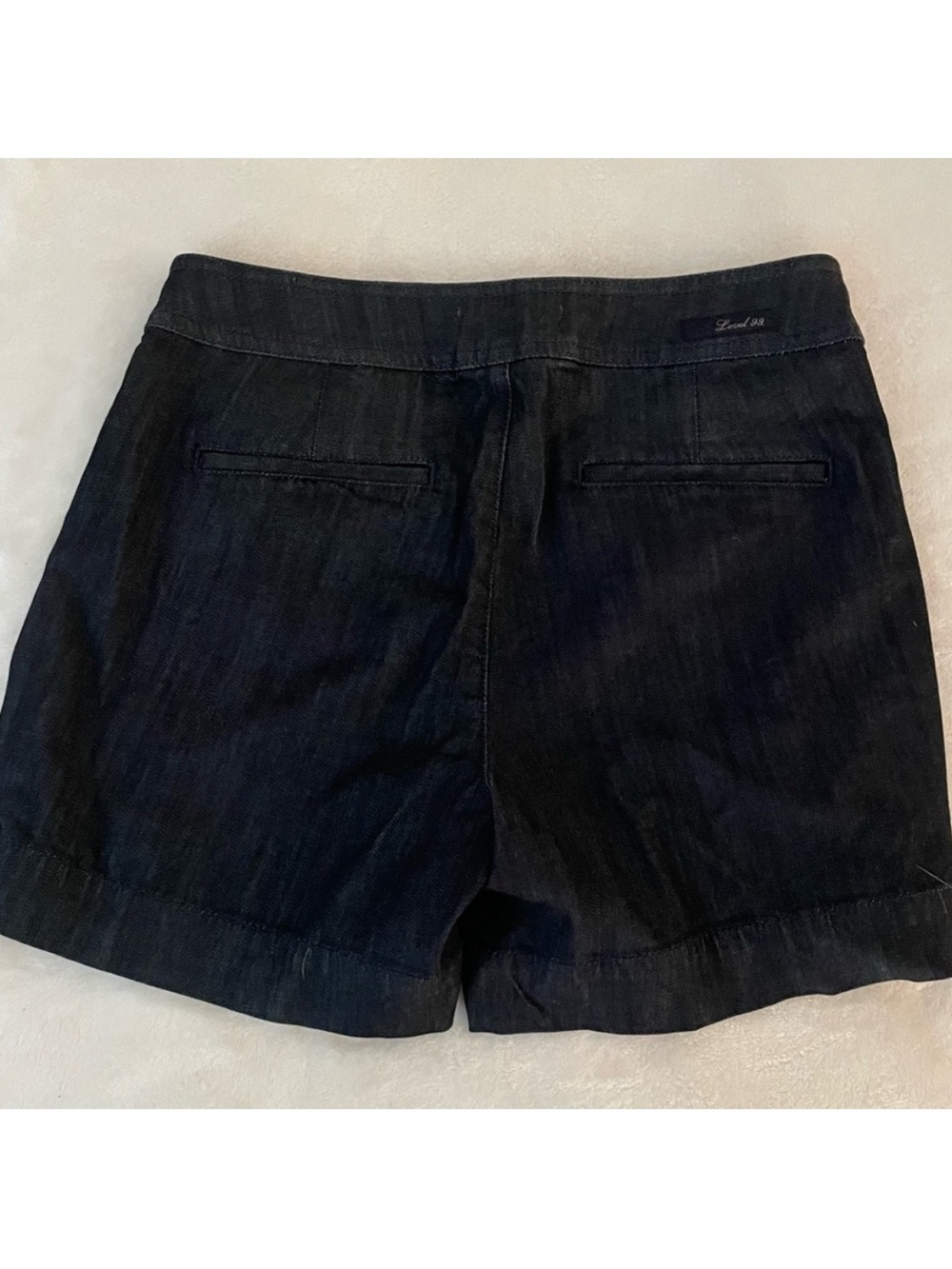 Level 99 Navy High-Waist Sailor Button Denim Shorts - Picture 3 of 3